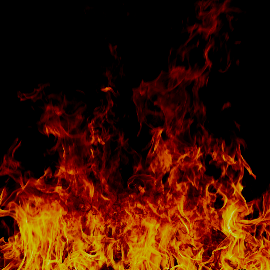 Intense flames against a black background